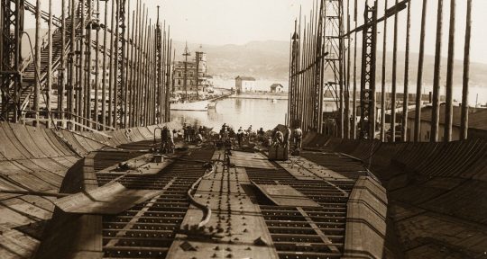 Ship's hold in a port