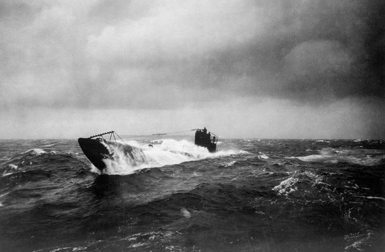 Submarine coming out of the water